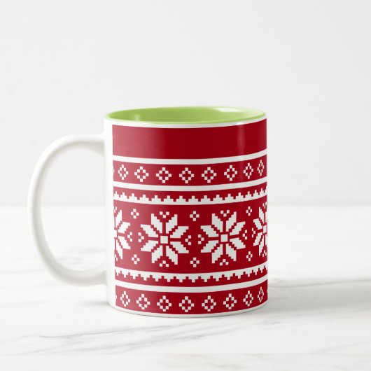 Funny hässlich Weihnachts Pullover Muster Kaffee U Zweifarbige Tasse (Links)