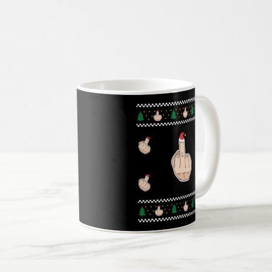 Funny hässlich Weihnachtskleid Middle Finger mit S Kaffeetasse (VorderseiteRechts)