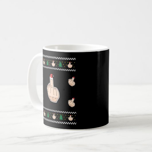 Funny hässlich Weihnachtskleid Middle Finger mit S Kaffeetasse (Vorderseite Links)
