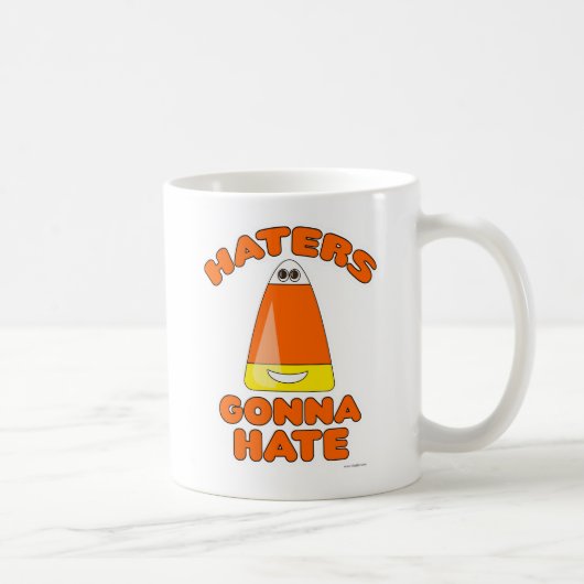 Funny Haters Gonna Hate Candy Corn Cartoon Kaffeetasse (Rechts)