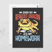 Funny Hausaufgaben Sorry Kids Bartded Dragon Postkarte (Vorne/Hinten)