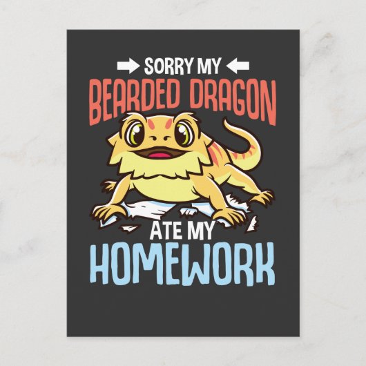 Funny Hausaufgaben Sorry Kids Bartded Dragon Postkarte (Vorderseite)
