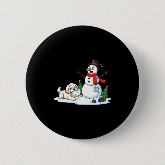 Funny Havanese Snowman Christmas Tree Xmas Womens  Button (Vorderseite)