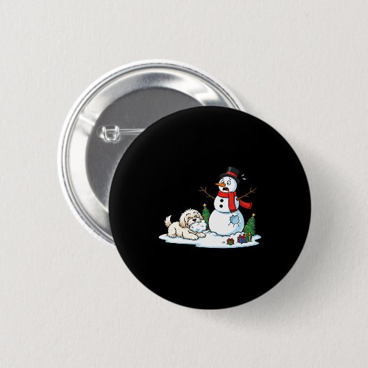 Funny Havanese Snowman Christmas Tree Xmas Womens Button (Vorne & Hinten)