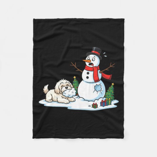Funny Havanese Snowman Christmas Tree Xmas Womens Fleecedecke (Vorderseite)