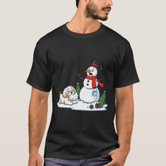 Funny Havanese Snowman Christmas Tree Xmas Womens T-Shirt (Vorderseite)