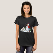 Funny Havanese Snowman Christmas Tree Xmas Womens  T-Shirt (Vorne ganz)