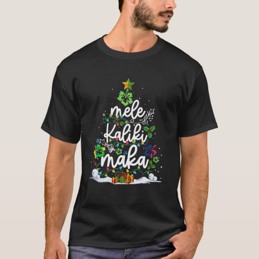 Funny Hawaii Hawaiian Christmas Tree Lights Mele K T-Shirt (Vorderseite)