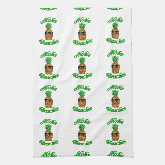 Funny Hawaiian Ananas Aloha Strände Geschirrtuch (Vertikal)