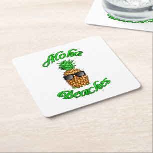 Funny Hawaiian Ananas Aloha Strände Rechteckiger Pappuntersetzer