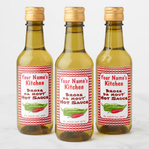 Funny Hawaiian Homemade Hot Sauce Chili Papper Art Weinetikett
