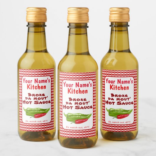 Funny Hawaiian Homemade Hot Sauce Chili Papper Art Weinetikett (Flaschen)