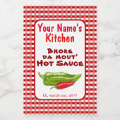 Funny Hawaiian Homemade Hot Sauce Chili Papper Art Weinetikett (Einzelnes Label)