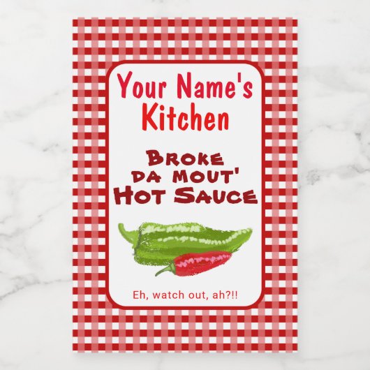 Funny Hawaiian Homemade Hot Sauce Chili Papper Art Weinetikett (Einzelnes Label)