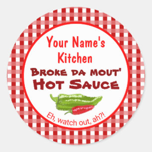 Funny Hawaiian Hot Sauce Broke Da Mout Ihr Name Runder Aufkleber