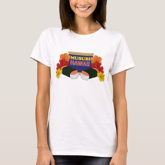 Funny Hawaiian Musubi and Hibiscus Flowers T-Shirt (Vorderseite)
