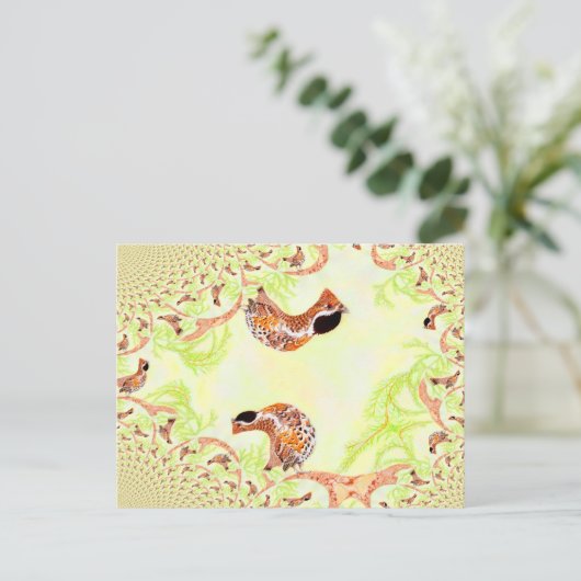 Funny Hazel Grouse Illustration Collage Postkarte (Stehend Vorderseite)