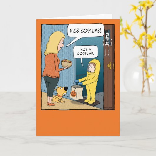 Funny Hazmat Anzug Trick oder Treat Hallowween Karte (Gelbe Blume)