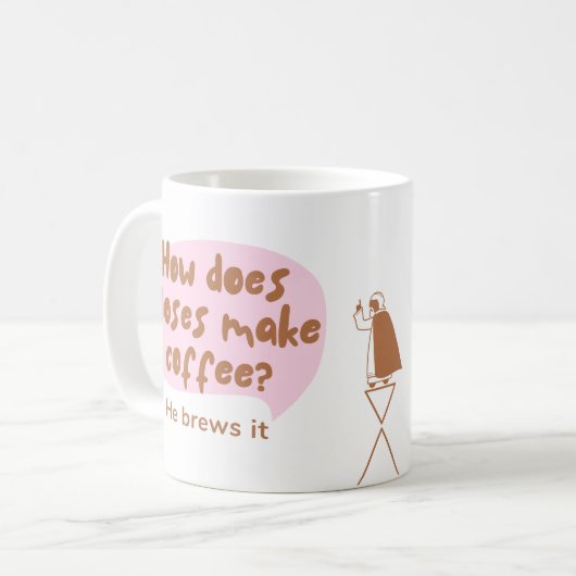 Funny "He brews It" Moses Coffee Pub Tasse (Vorderseite Links)
