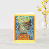 FUNNY HEADLESS HORSEMAN OWL, SLEEPHOLLOW Note Karte (Gelbe Blume)