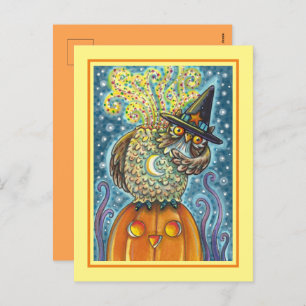 FUNNY HEADLESS HORSEMAN OWL, SLEEPY HOLLOW BIRD FEIERTAGSPOSTKARTE