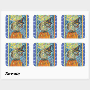 FUNNY HEADLESS HORSEMAN OWL, SLEEPY HOLLOW BIRD QUADRATISCHER AUFKLEBER