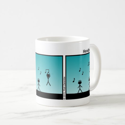 Funny Headphones Stickman Tasse - 015 (VorderseiteRechts)