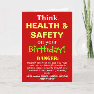 Funny Health and Safety Birthday Joke Karte