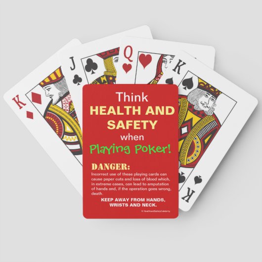 Funny Health and Safety Poker Spoof Joke Warning Spielkarten (Rückseite)
