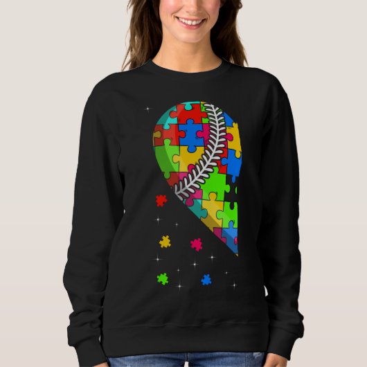 Funny Heart Baseball Autismus Sensibilisierung Lie Sweatshirt (Vorderseite)