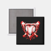 Funny Heart Baseball Drip Ice Cream Valentines Day Magnet (Vorderseite/Rückseite)