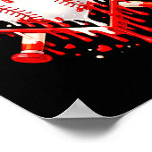 Funny Heart Baseball Drip Ice Cream Valentines Day Poster (Ecke)