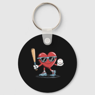 Funny Heart Baseball Player Valentinstag Kid Boy Schlüsselanhänger