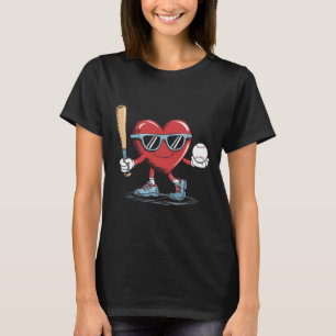 Funny Heart Baseball Player Valentinstag Kid Boy T-Shirt