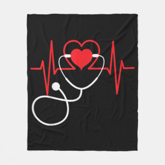 Funny Heart Beats Krankenpflege Medizin Fleecedecke