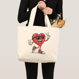 Funny Heart Cartoon mit Sonnenbrillen Zubehör Jumbo Stoffbeutel