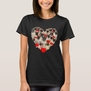 Funny Heart Liebe Mops Valentine's Day Welpe Mops T-Shirt