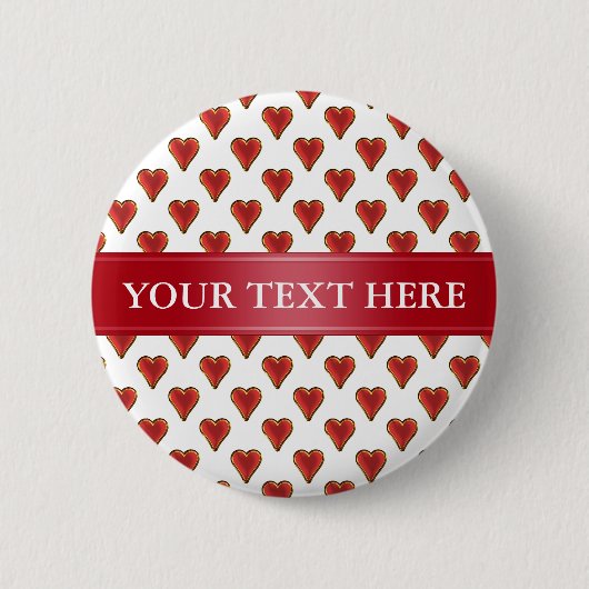 Funny Heart Muster Gold rot + Ihr Rückgrat. & Text Button (Vorderseite)