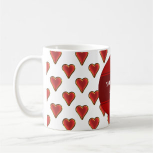 Funny Heart Muster Gold rot + Ihr Rückgrat. & Text Kaffeetasse