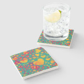 Funny Heart Muster IX - grün, rot gelb Steinuntersetzer (Seitenansicht)