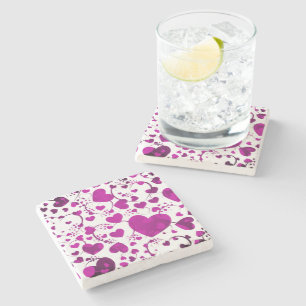 Funny Heart Muster VI + Ihre Hintergrundfarbe Steinuntersetzer