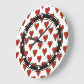 Funny Heart Pattern gold red + your backgr. & text Große Wanduhr (Winkel)