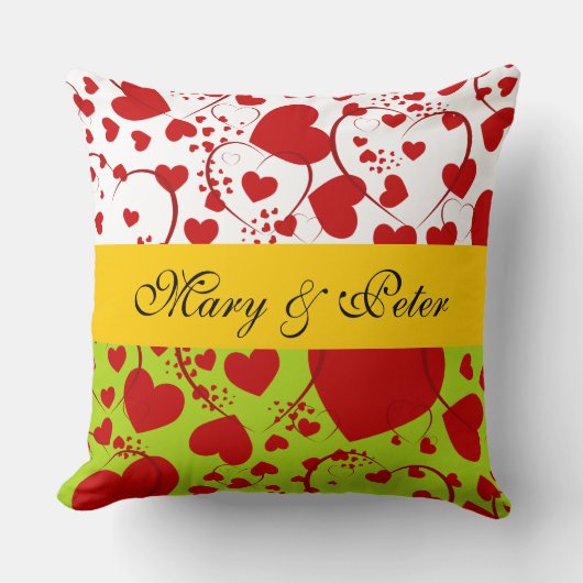 Funny Heart Pattern V + Ihr Backg. & Text Kissen (Vorderseite)