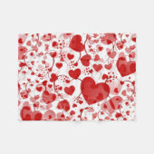 Funny Heart Pattern VII - rot weiß Fleecedecke (Vorderseite (Horizontal))