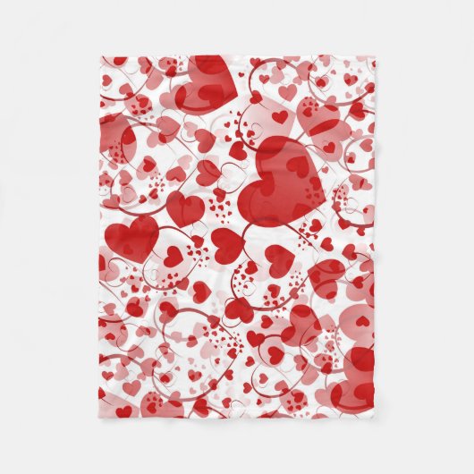 Funny Heart Pattern VII - rot weiß Fleecedecke (Vorderseite)