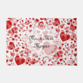 Funny Heart Pattern VII - rot weiß + Ihre Idee Fußmatte (Vorderseite)