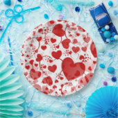 Funny Heart Pattern VII - rot weiß + Ihre Idee Pappteller (Party)