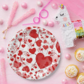 Funny Heart Pattern VII - rot weiß + Ihre Idee Pappteller (Party)