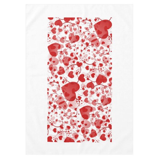 Funny Heart Pattern VII - rot weiß + Ihre Idee Tischdecke (Vorderseite)