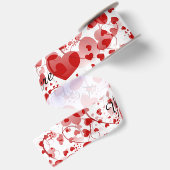 Funny Heart Pattern VII - rot weiß Satinband (Rückseite)